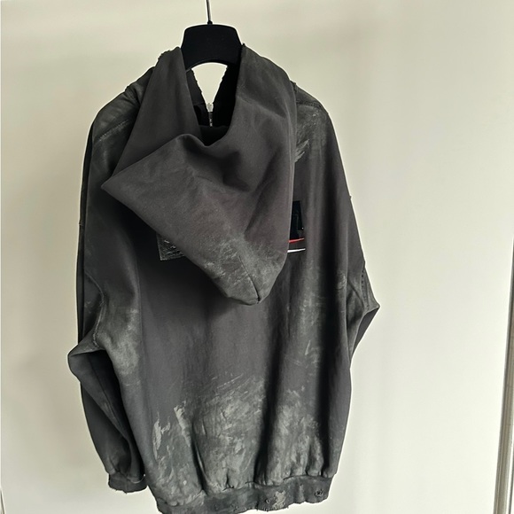 Balenciaga Gaffer Mud Distressed Zip Up Hoodie Mediun - Picture 2 of 8